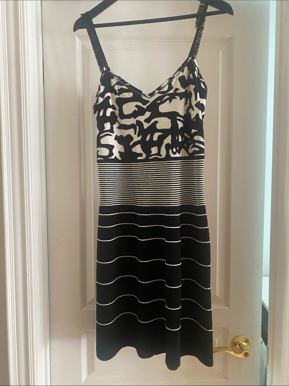 Marc Cain Black & White Printed Stripe Midi Dress